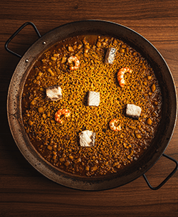 Arroz del Senyoret con gamba roja y corvina
